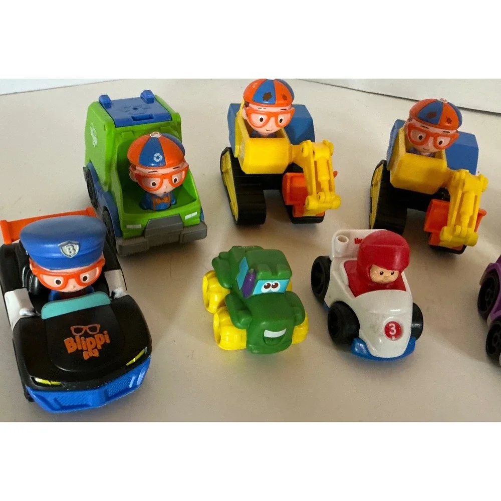Blippi Toy Vehicle Lot Mini Cars Construction Trucks Excavator Police Car Set